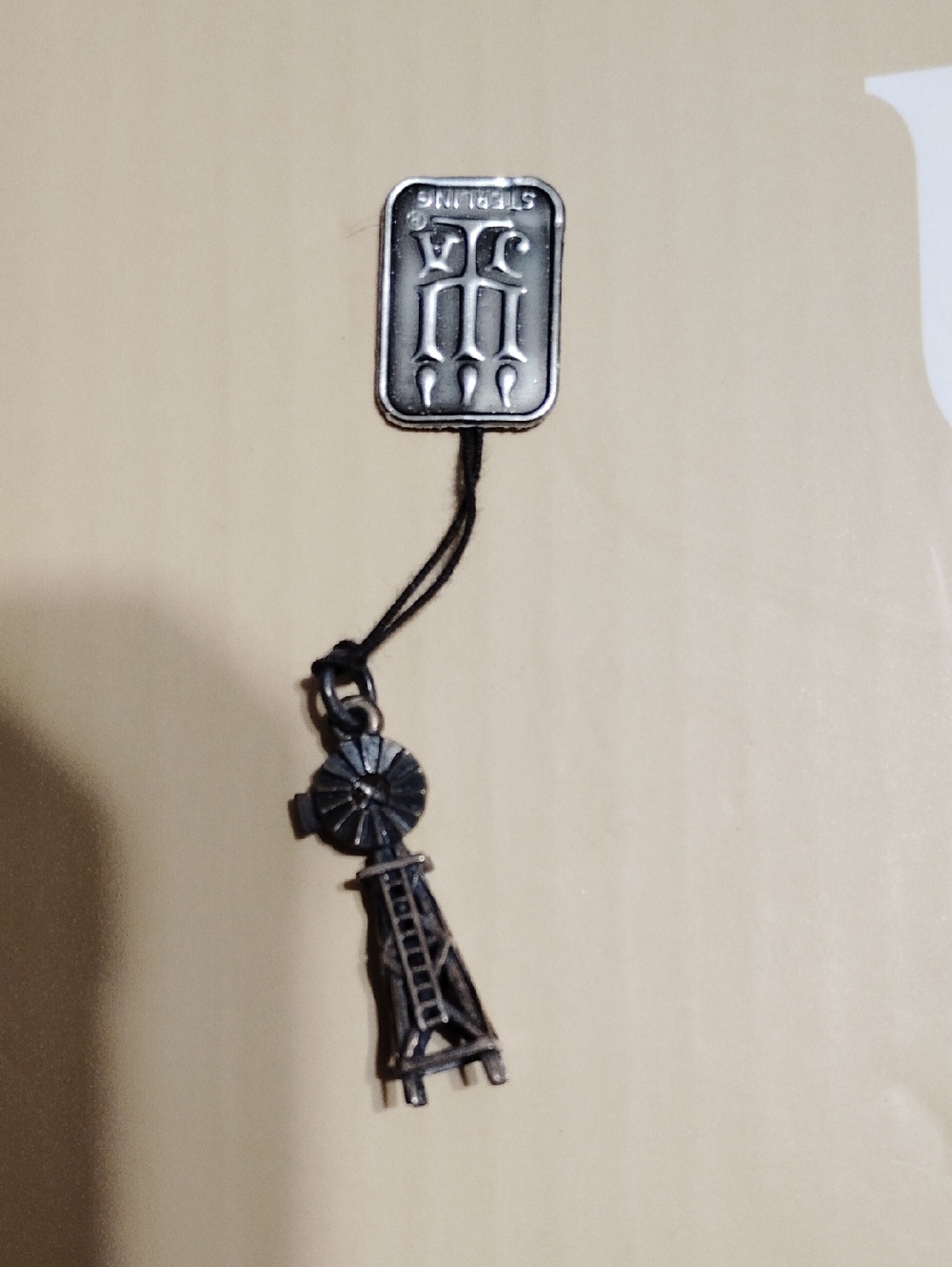 James Avery Silver Charm Pendant with Windmill and Tower